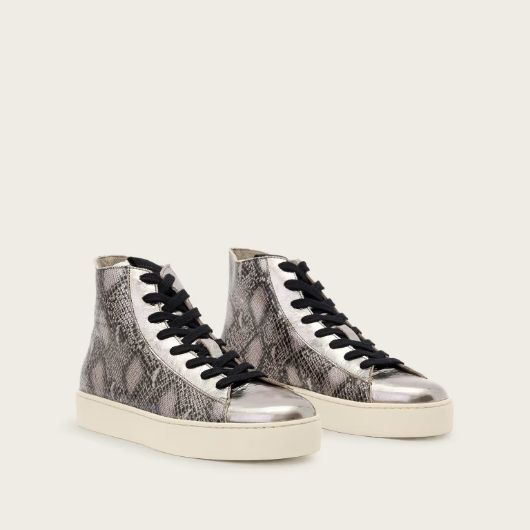 Show details for ALLSAINTS WOMEN'S TANA MET HIGH TOP IN SILVER/BLACK 2 - FanPoint Picture of ALLSAINTS WOMEN'S TANA MET HIGH TOP IN SILVER/BLACK 2