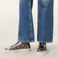 Picture of ALLSAINTS WOMEN'S TANA MET HIGH TOP IN SILVER/BLACK 7