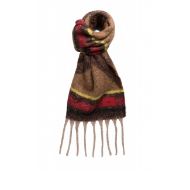 Picture of REPLAY WOMEN'S FRINGED SOFT POLYESTER SCARF IN CARAMEL CAFE AND POTTING SOIL 1