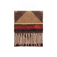 Picture of REPLAY WOMEN'S FRINGED SOFT POLYESTER SCARF IN CARAMEL CAFE AND POTTING SOIL 2