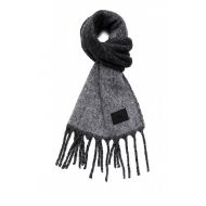 Picture of REPLAY WOMEN'S FRINGED SOFT POLYESTER SCARF IN BLACK AND GRAY MELANGE 1
