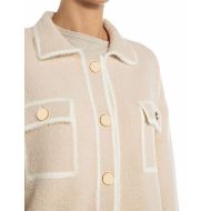 Picture of REPLAY WOMEN'S YARN BLEND OVERSHIRT IN BEIGE WITH WHITE EDGES 3