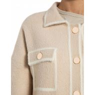 Picture of REPLAY WOMEN'S YARN BLEND OVERSHIRT IN BEIGE WITH WHITE EDGES 5