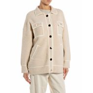 Picture of REPLAY WOMEN'S YARN BLEND OVERSHIRT IN BEIGE WITH WHITE EDGES 1
