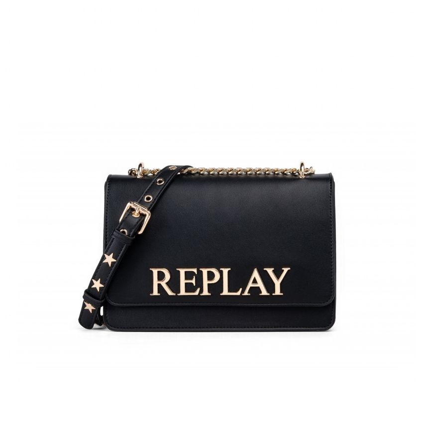Picture of REPLAY WOMEN'S CROSSBODY BAG WITH LOGO IN SUN BLACK