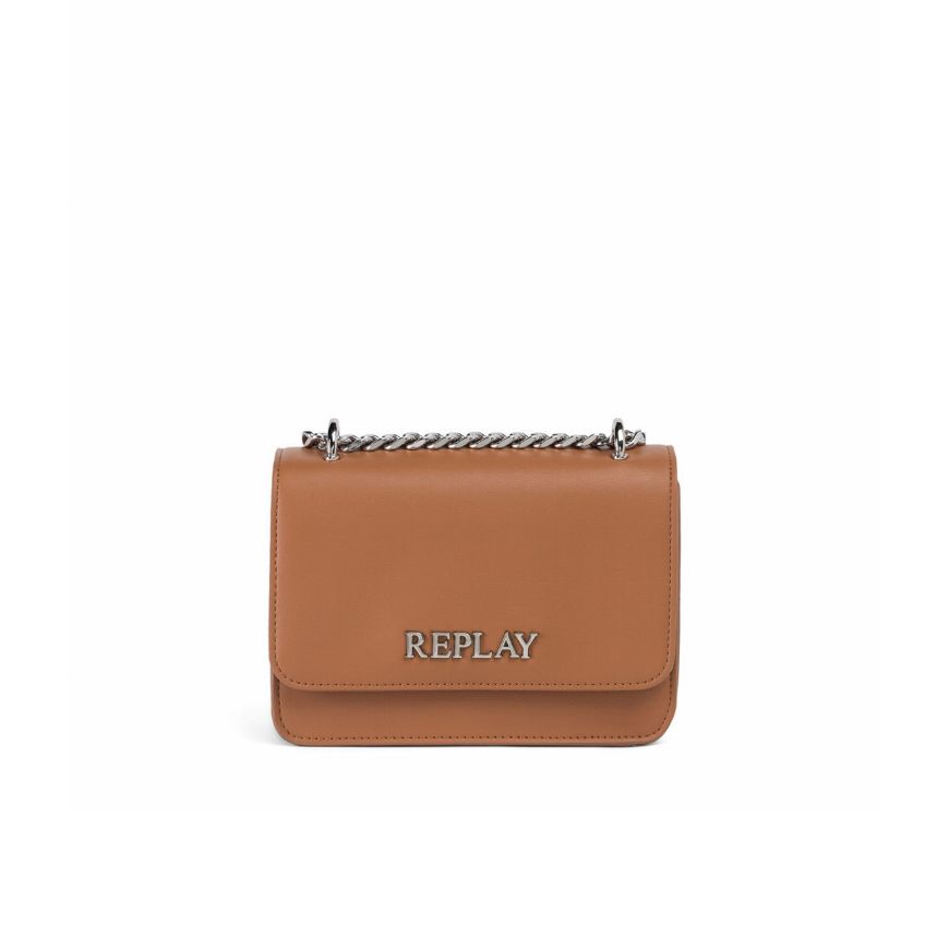 Снимка на REPLAY ДАМСКА ЧАНТА ЗА РАМО CROSSBODY BAG WITH CHAIN В КАРАМЕЛЕНО КАФЕ
