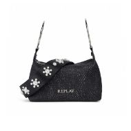 Picture of REPLAY WOMEN'S BAG IN HAMMERED DENIM WITH PEARLS ON THE STRAP IN WASHED BLACK 1