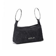Picture of REPLAY WOMEN'S BAG IN HAMMERED DENIM WITH PEARLS ON THE STRAP IN WASHED BLACK 2