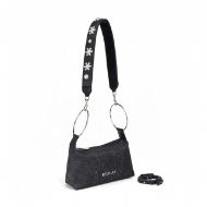 Picture of REPLAY WOMEN'S BAG IN HAMMERED DENIM WITH PEARLS ON THE STRAP IN WASHED BLACK 5