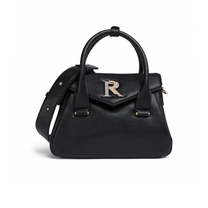 Picture of REPLAY WOMEN'S SMALL HAMMERED PU BAG WITH R BUCKLE IN BLACK