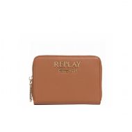 Picture of REPLAY WOMEN'S ZIP AROUND PURSE WITH LOGO IN CARAMEL CAFE 1