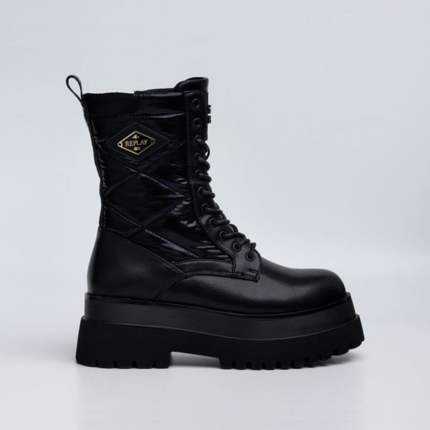 Picture of REPLAY WOMEN'S ANY QUILT BOOTS WITH LACES IN BLACK