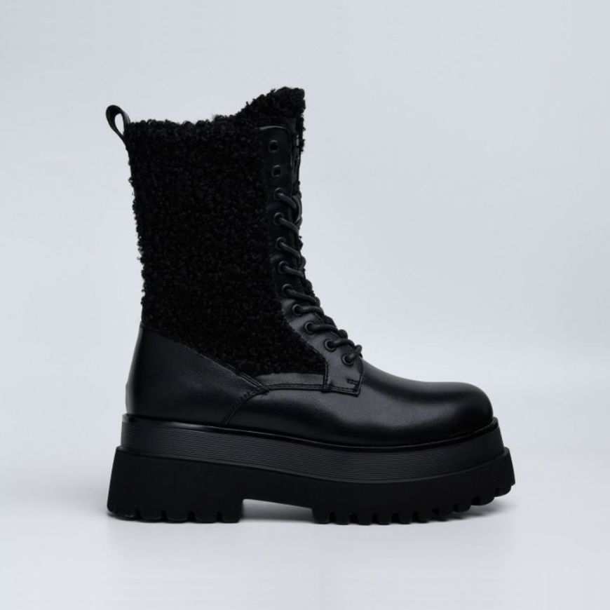 Picture of REPLAY WOMEN'S ANY FUR BOOTS WITH LACES IN BLACK