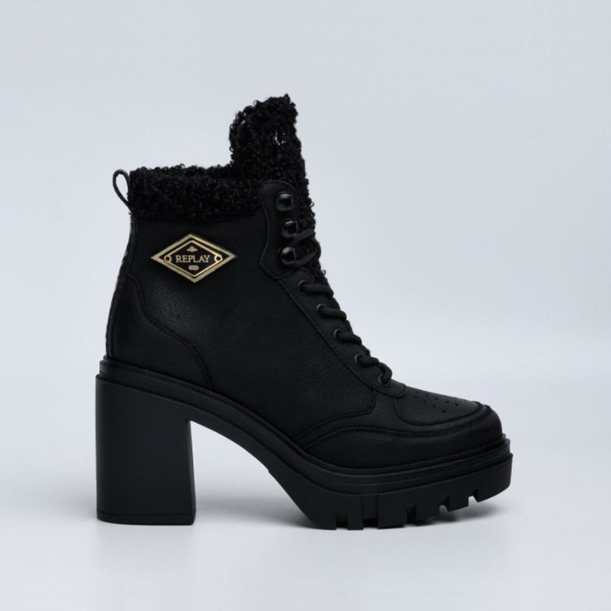 Picture of REPLAY WOMEN'S JEN ROMBUS BOOTS WITH LACES IN BLACK