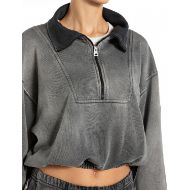 Снимка на REPLAY ДАМСКИ СУИТШЪРТ ZIP-UP CROPPED SWEATSHIRT В ТЪМНОСИВО 4