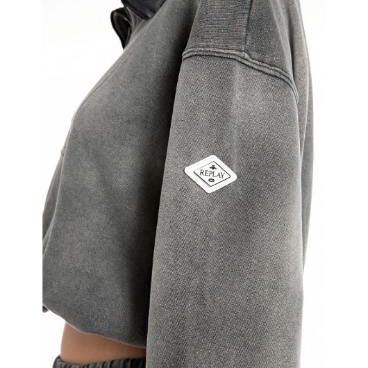 Показвай детайлите за REPLAY ДАМСКИ СУИТШЪРТ ZIP-UP CROPPED SWEATSHIRT В ТЪМНОСИВО 3 - FanPoint Снимка на REPLAY ДАМСКИ СУИТШЪРТ ZIP-UP CROPPED SWEATSHIRT В ТЪМНОСИВО 3