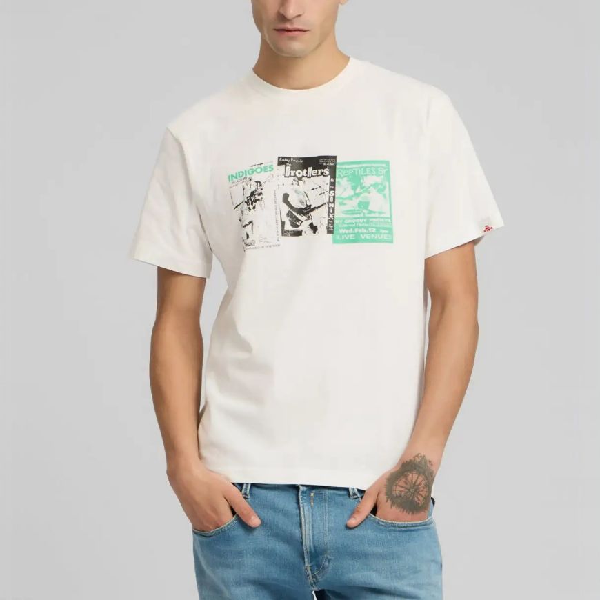 Снимка на REPLAY МЪЖКА REGULAR-FIT BASIC ПАМУЧНА БЛУЗА С ПРИНТОВЕ НА ГЪРДИТЕ В БЯЛО
