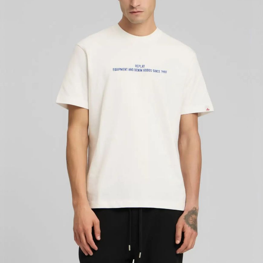 Снимка на REPLAY МЪЖКА RELAXED-FIT БЛУЗА ОТ ПАМУК С НАДПИС В БЯЛО