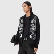 Picture of ALLSAINTS MEN'S WARNER CARDIGAN IN CINDER BLACK/WHITE 5
