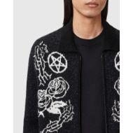 Picture of ALLSAINTS MEN'S WARNER CARDIGAN IN CINDER BLACK/WHITE 3