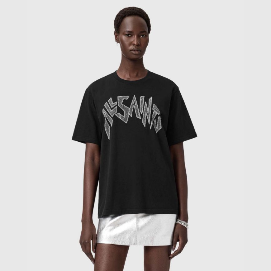 Picture of ALLSAINTS WOMEN'S ZINC BOYFRIEND TEE IN BLACK