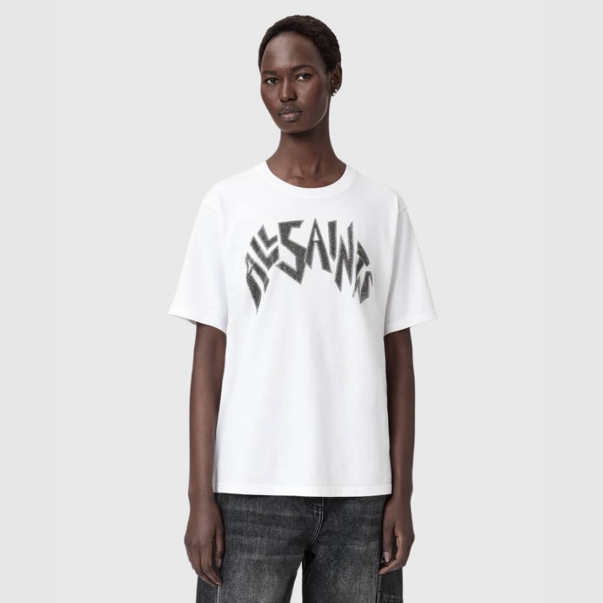 Picture of ALLSAINTS WOMEN'S ZINC BOYFRIEND TEE IN OPTIC WHITE