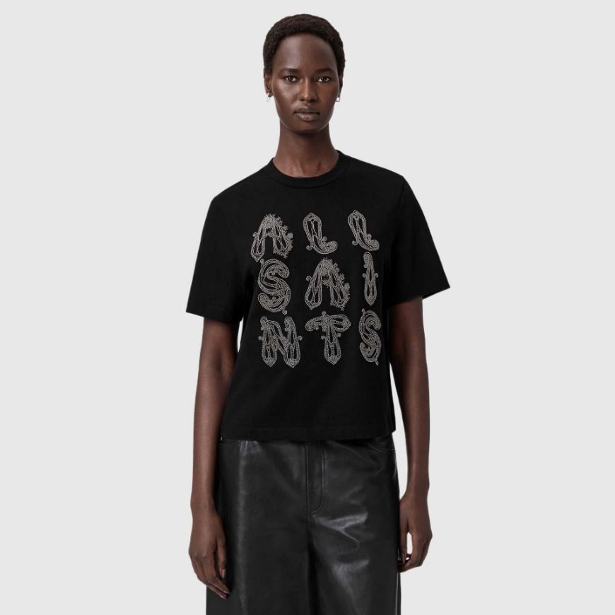 Picture of ALLSAINTS WOMEN'S ELLA LISA TEE IN BLACK