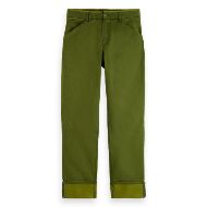 Picture of SCOTCH&SODA MEN'S CLARKE- WASHED COTTON-BLEND HERRINGBONE STRAIGHT FIT CHINO IN DARK GREEN 1