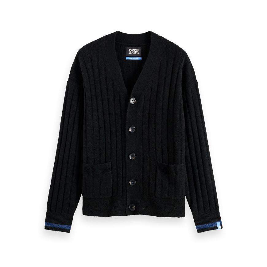 Снимка на SCOTCH&SODA MEN'S SOFT KNIT DROPPED SHOULDER CARDIGAN IN DARK GREY