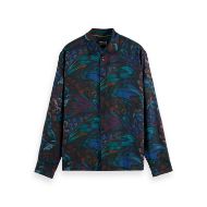 Picture of SCOTCH&SODA MEN'S PRINTED RELAXED FIT SHIRT IN INK BLUE FEATHERS 1