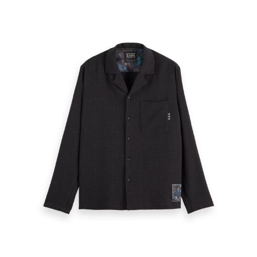 Show details for SCOTCH&SODA MEN'S TONAL JACQUARD RELAXED FIT SHIRT IN BLACK 1 - FanPoint Picture of SCOTCH&SODA MEN'S TONAL JACQUARD RELAXED FIT SHIRT IN BLACK 1