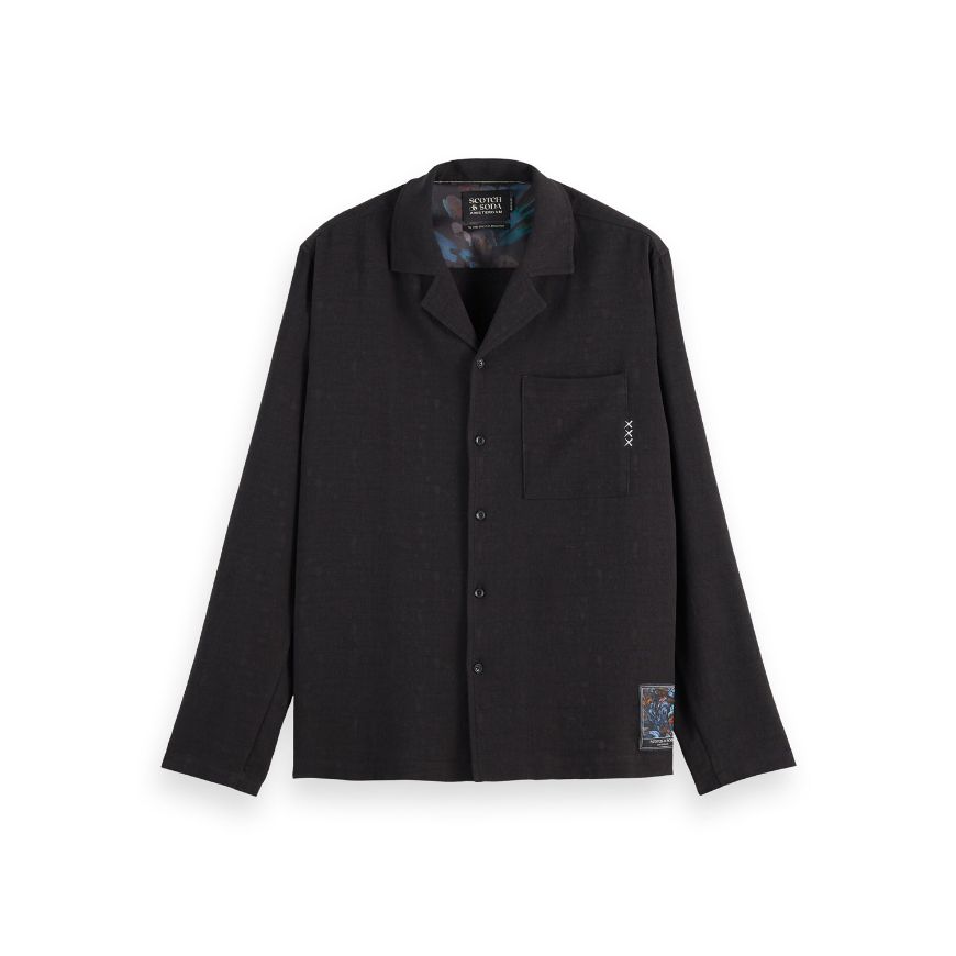 Picture of SCOTCH&SODA MEN'S TONAL JACQUARD RELAXED FIT SHIRT IN BLACK