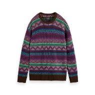 Picture of SCOTCH&SODA MEN'S JACQUARD DROPPED SHOULDER CREWNECK IN MULTICOLOUR 1