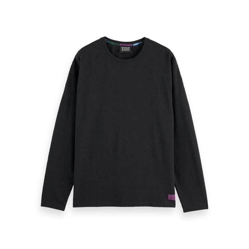 Снимка на SCOTCH&SODA MEN'S RELAXED FIT JACQUARD KNIT T-SHIRT IN DARK GREY