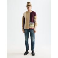 Picture of SCOTCH&SODA MEN'S LOOSE FIT PATCHWORK PULLOVER IN MEDIUM BROWN 7