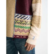 Picture of SCOTCH&SODA MEN'S LOOSE FIT PATCHWORK PULLOVER IN MEDIUM BROWN 6