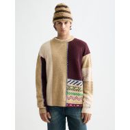Picture of SCOTCH&SODA MEN'S LOOSE FIT PATCHWORK PULLOVER IN MEDIUM BROWN 4