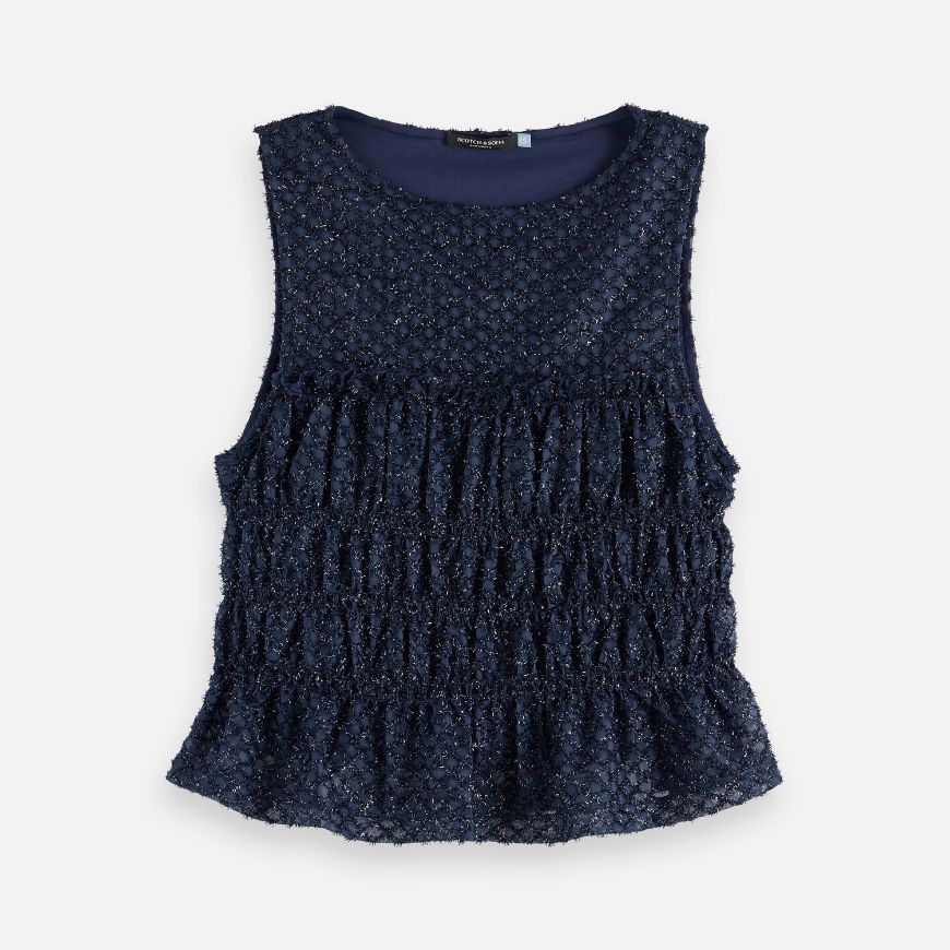 Picture of SCOTCH&SODA WOMEN'S SMOCKED TANK IN PEACOAT