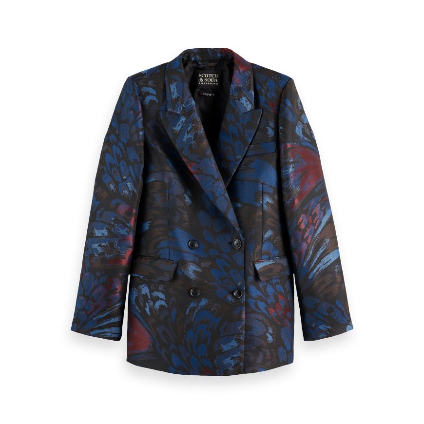 Picture of SCOTCH&SODA WOMEN'S DOUBLE BREASTED JACQUARD BLAZER IN PHEASANT