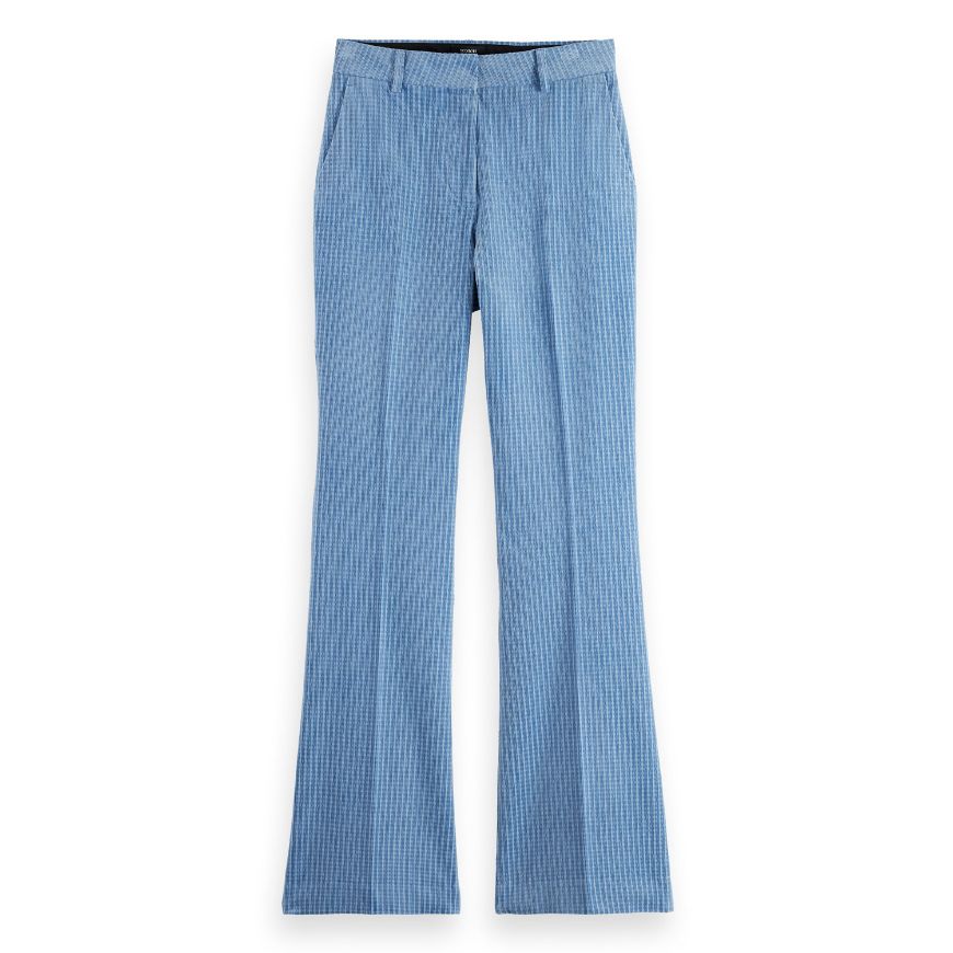 Picture of SCOTCH&SODA WOMEN'S VIOLET HIGH RISE FLARE LEG CORDUROY PANT IN BLUE