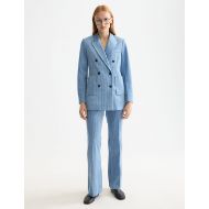 Picture of SCOTCH&SODA WOMEN'S VIOLET HIGH RISE FLARE LEG CORDUROY PANT IN BLUE 7