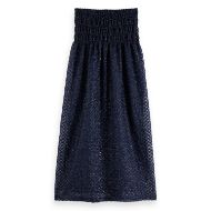 Picture of SCOTCH&SODA WOMEN'S LUREX SMOCKED SKIRT IN PEACOAT 2