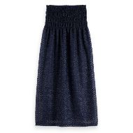 Picture of SCOTCH&SODA WOMEN'S LUREX SMOCKED SKIRT IN PEACOAT 1