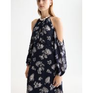 Picture of SCOTCH&SODA WOMEN'S FIL COUPE OPEN SHOULDER MAXI DRESS IN PEACOAT 6