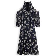 Picture of SCOTCH&SODA WOMEN'S FIL COUPE OPEN SHOULDER MAXI DRESS IN PEACOAT 2