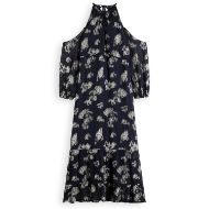 Picture of SCOTCH&SODA WOMEN'S FIL COUPE OPEN SHOULDER MAXI DRESS IN PEACOAT 1