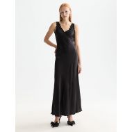 Picture of SCOTCH&SODA WOMEN'S MAXI SLIP DRESS WITH RUFFLED EDGES IN METEORITE 4
