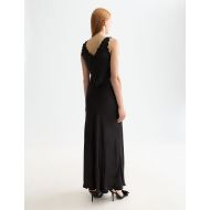 Picture of SCOTCH&SODA WOMEN'S MAXI SLIP DRESS WITH RUFFLED EDGES IN METEORITE 5
