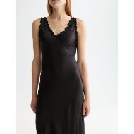 Picture of SCOTCH&SODA WOMEN'S MAXI SLIP DRESS WITH RUFFLED EDGES IN METEORITE 6