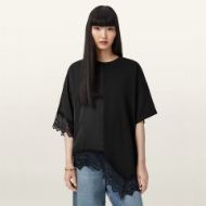 Picture of ALLSAINTS WOMEN'S LENNY LACE TEE IN BLACK 1